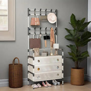 Trade Shop - Appendiabiti 8 Ganci Scarpiera 4 Ripiani Organizer Scarpe Armadio Multifunzione In Acciaio -