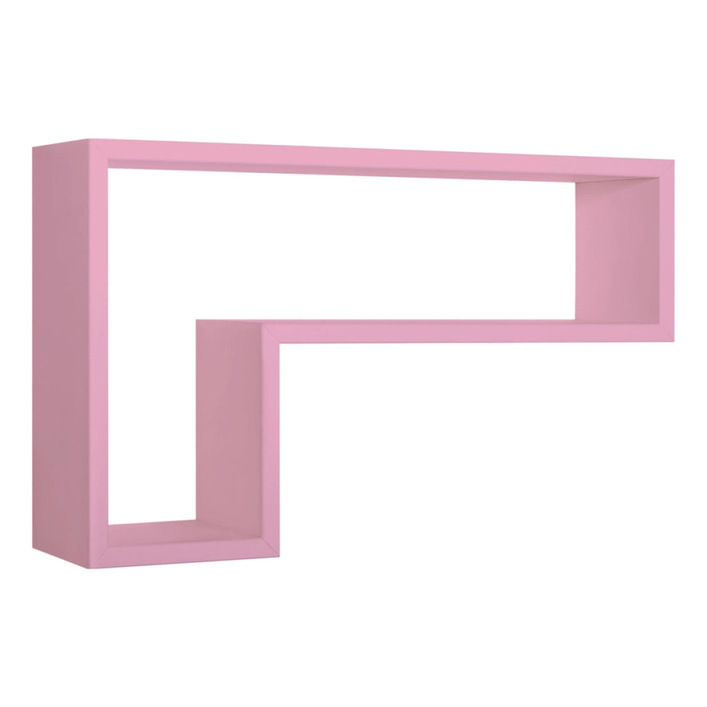 Mensola da Muro Modello LETTERA, Pensile Bagno, Mensola da Parete, Scaffale da Parete, 61x37 p15.5 cm. Finitura  ROSA BLUSH - MADE IN ITALY