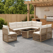 Set Divano da Giardino 9 pz Beige e Bianco Crema polyrattan 3437259