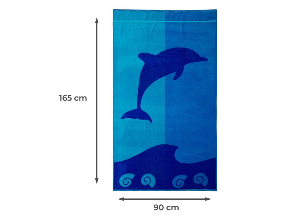 Telo Mare Jacquard Spugna Asciugamano Spiaggia Disegno Flipper - Telo Mare - Blu