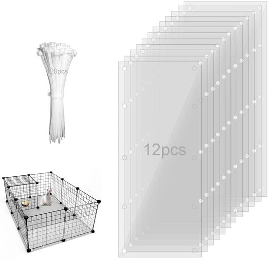 Protezione da Urina per Gabbie di Animali - 12 Pezzi - PVC Trasparente - Facile da Montare - Leggero e Resistente