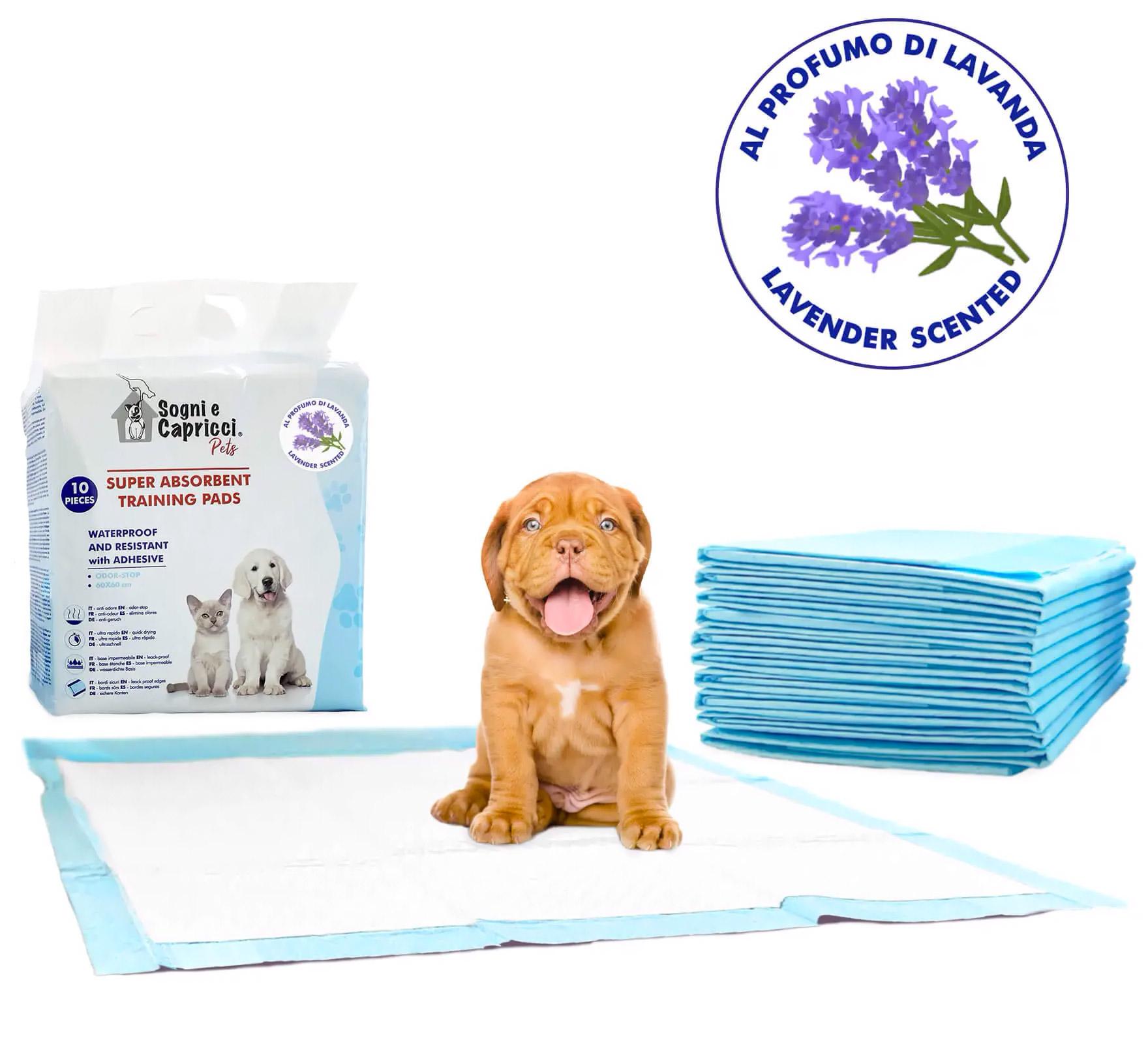 Set 10 Tappetini Assorbenti Profumo Lavanda 60x60 cm in Poliestere Bianco/Azzurro