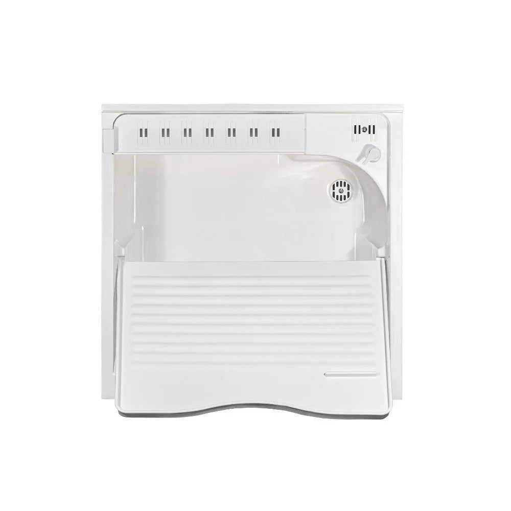 Mobile lavatoio 60x60 cm bianco con vasca in termoplastico, fondo salvagoccia e asse in termoplastico | Lavella