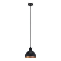 Lampadario A Sospensione Vintage Truro 1 Acciaio Nero Rame 1 Luce E27