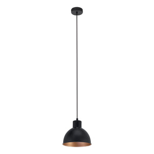 Lampadario A Sospensione Vintage Truro 1 Acciaio Nero Rame 1 Luce E27