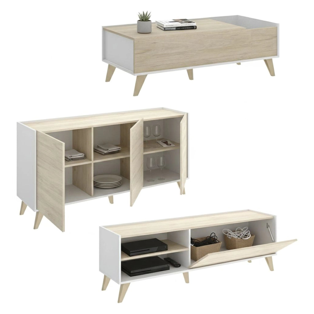 Tellur, set Mobili da Soggiorno Cassetti, Marrone Rovere