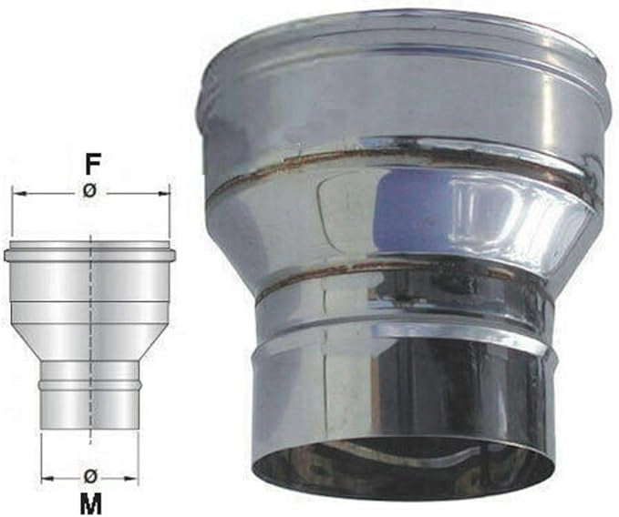 Riduzione/Aumento di diametro per canna fumaria  ACCIAIO INOX AISI 316 -VARIE MISURE- ø M 180 / 250 F ø