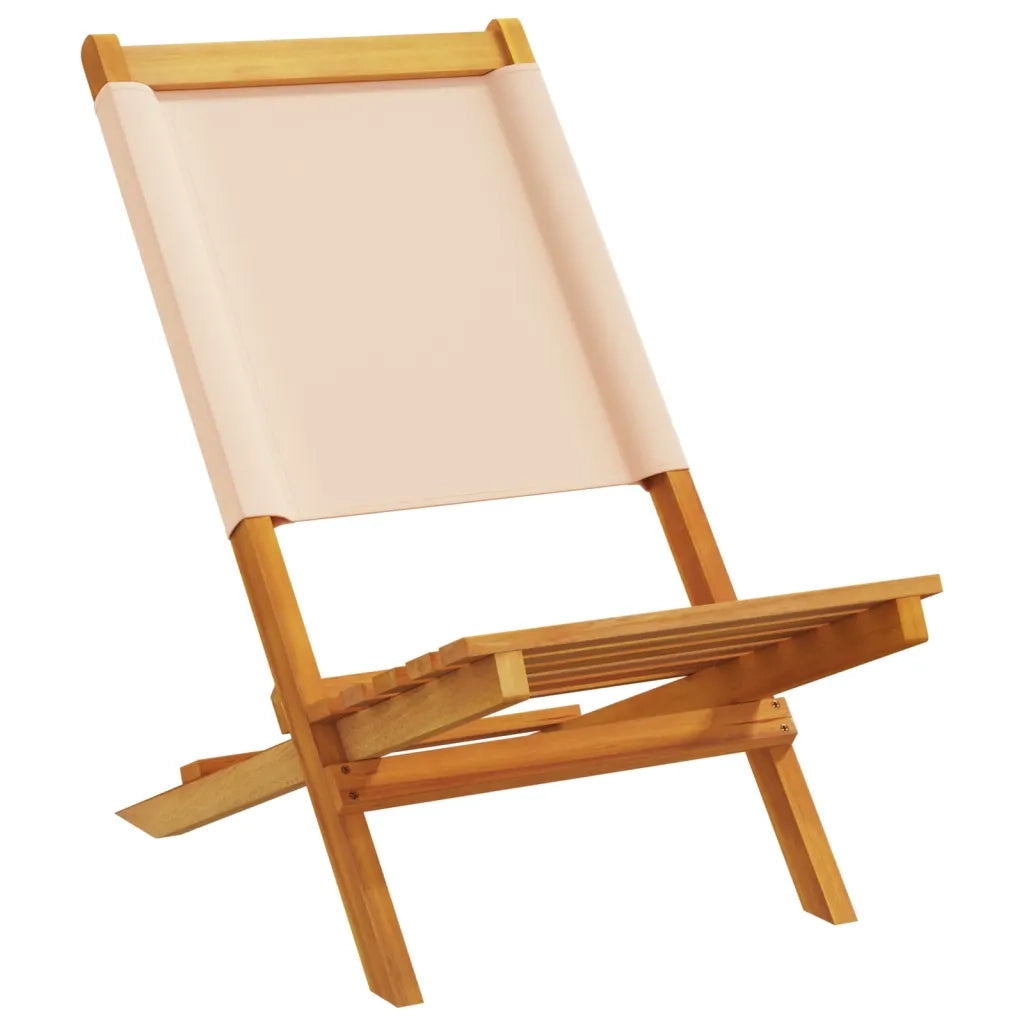 Sedie da Giardino Pieghevoli 8pz Beige Tessuto e Legno Massello 3214648