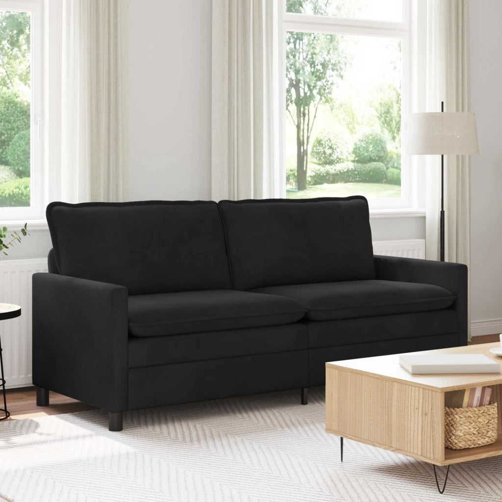 Divano Nero 196 x 81 x 87,5 cm Velluto