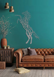 Decorazione per Parete a Forma di Cavallo Grande - Argento - 80x60 cm - Decorazione per Parete Lussuosa