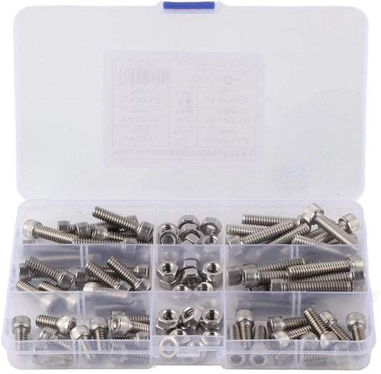 Assortimento di viti - 90 pezzi - set di viti a 6 facce - 1/4 pollice - incluso set di viti - ideale per progetti di fai da te