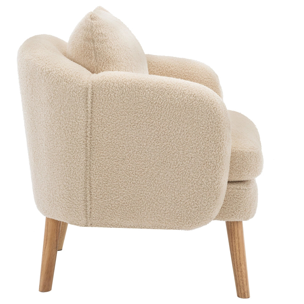 Poltrona 71x72x71 cm con cuscino; seduta 14 cm in tessuto teddy beige