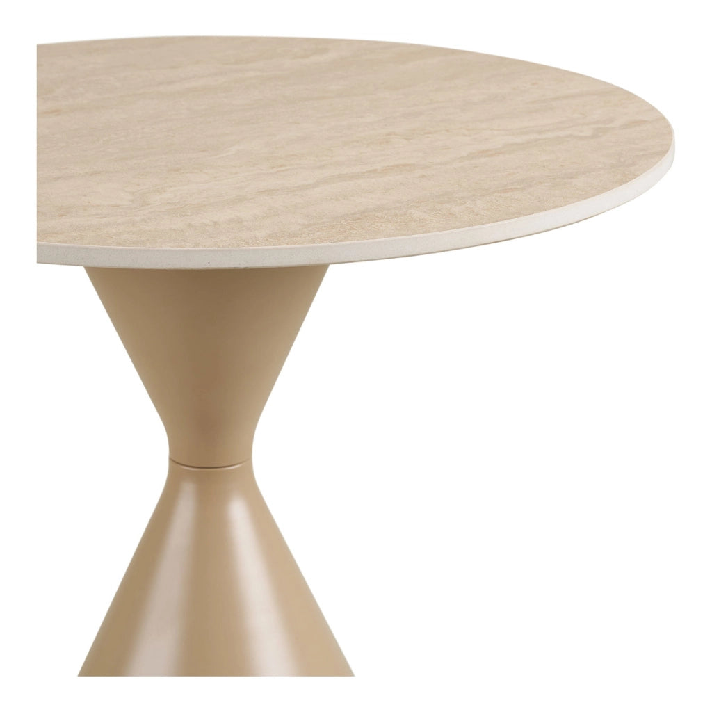 Tavolino d'appoggio Annecy in ceramica effetto travertino e acciaio ø50×56 cm