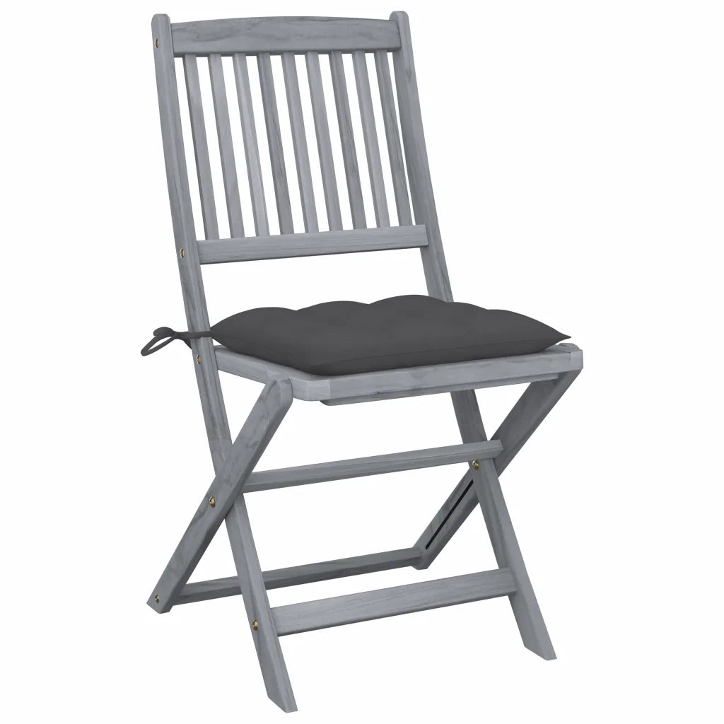 Sedie da Giardino Pieghevoli 4pz con Cuscini in Massello Acacia 3064578