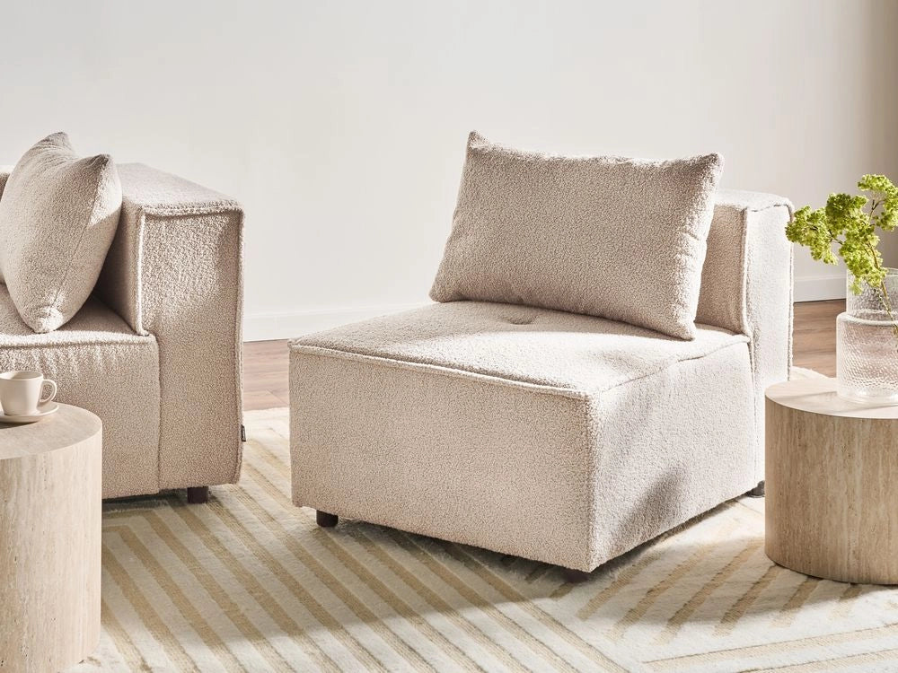 Modulo sedia bianco sporco bouclé 1 posto stile moderno