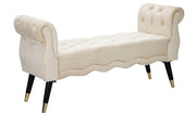 Panchetta Paris 120x40x60 cm in Legno Spugna Metallo e Poliestere Crema Nero e Oro