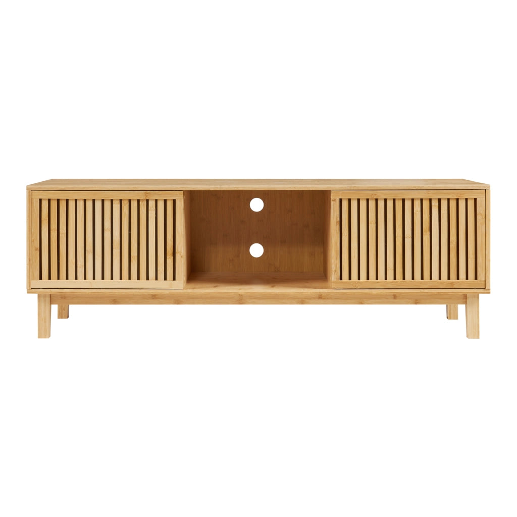Mobile TV Ypäjä con Ante Scorrevoli 150x42x50 cm Bambù Naturale [en.casa]