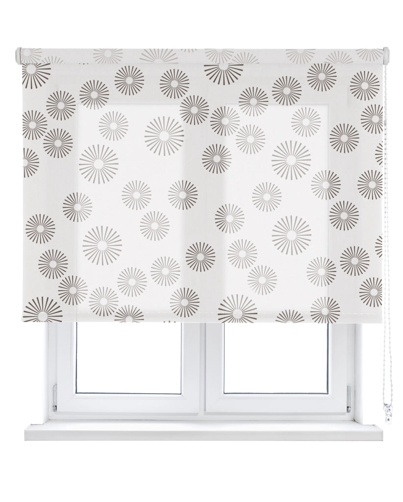 VIEWTEX Tenda a rullo Pasodoble Printed Bianco e Marrone 90 X 250cm - Made in Europe - 5 anni di Garanzia