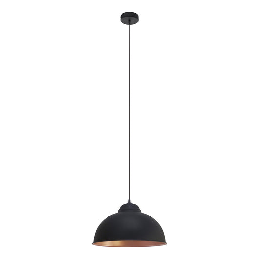 Lampadario A Sospensione Vintage Truro 2 Acciaio Nero Rame 1 Luce E27