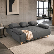 Divano letto 3 posti con contenitore e schienale regolabile; 188x140 cm; grigio