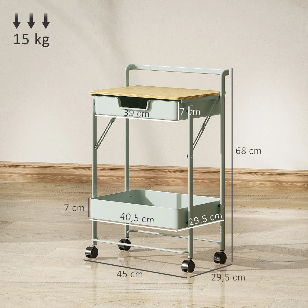 Carrello cassettiera con ruote ¨C zephmum ¨C verde chiaro 60x40x80