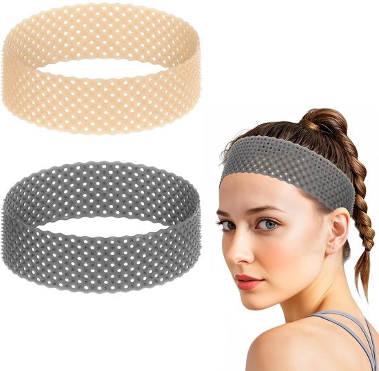 Pruikband antiscivolo - Siliconico - Flessibile - 2 Pezzi - Nero/Carne - Resistente alla sudorazione e impermeabile - Capocchia di capelli