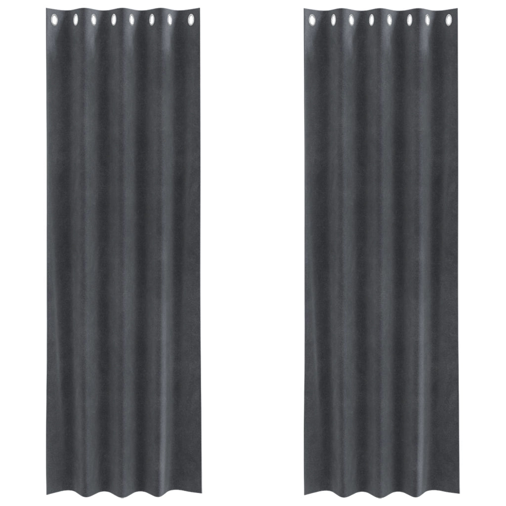 Tende oscuranti  con occhielli 2 pz Grigio chiaro Velluto