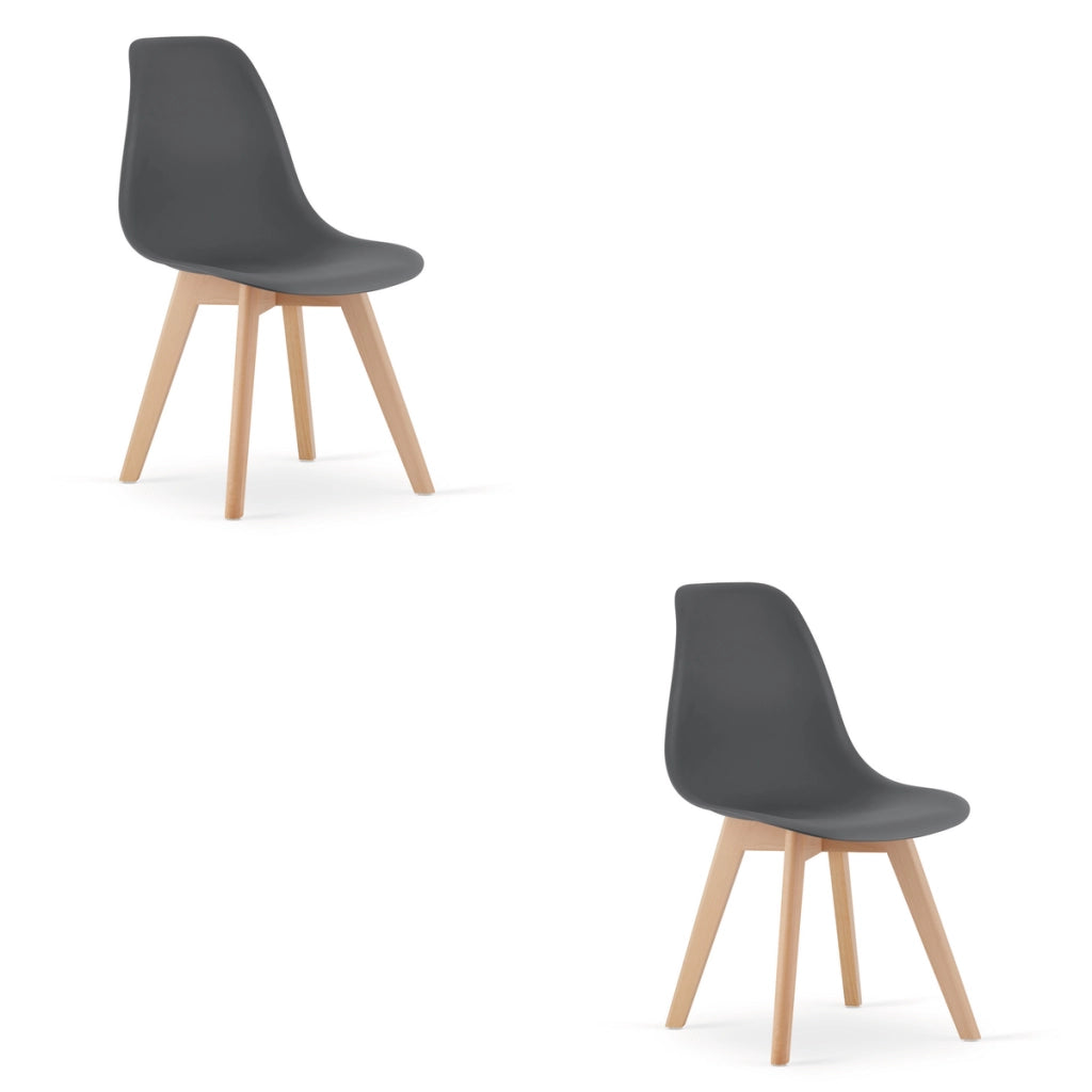 Set di 2 sedie Kito grigio scuro con gambe in faggio