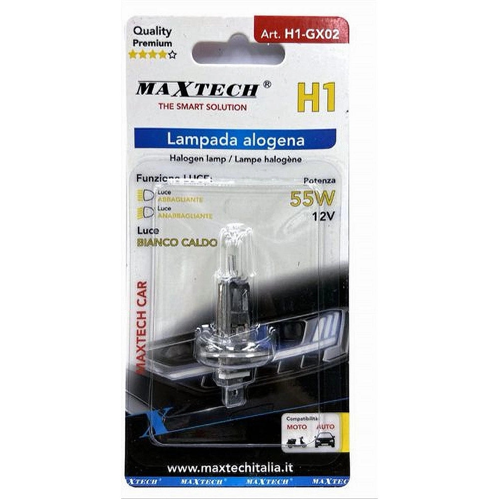 Trade Shop - Lampada Lampadina Alogena H1 Per Auto Moto 12v 55 Watt Luce Bianco Caldo H1-gx02 -