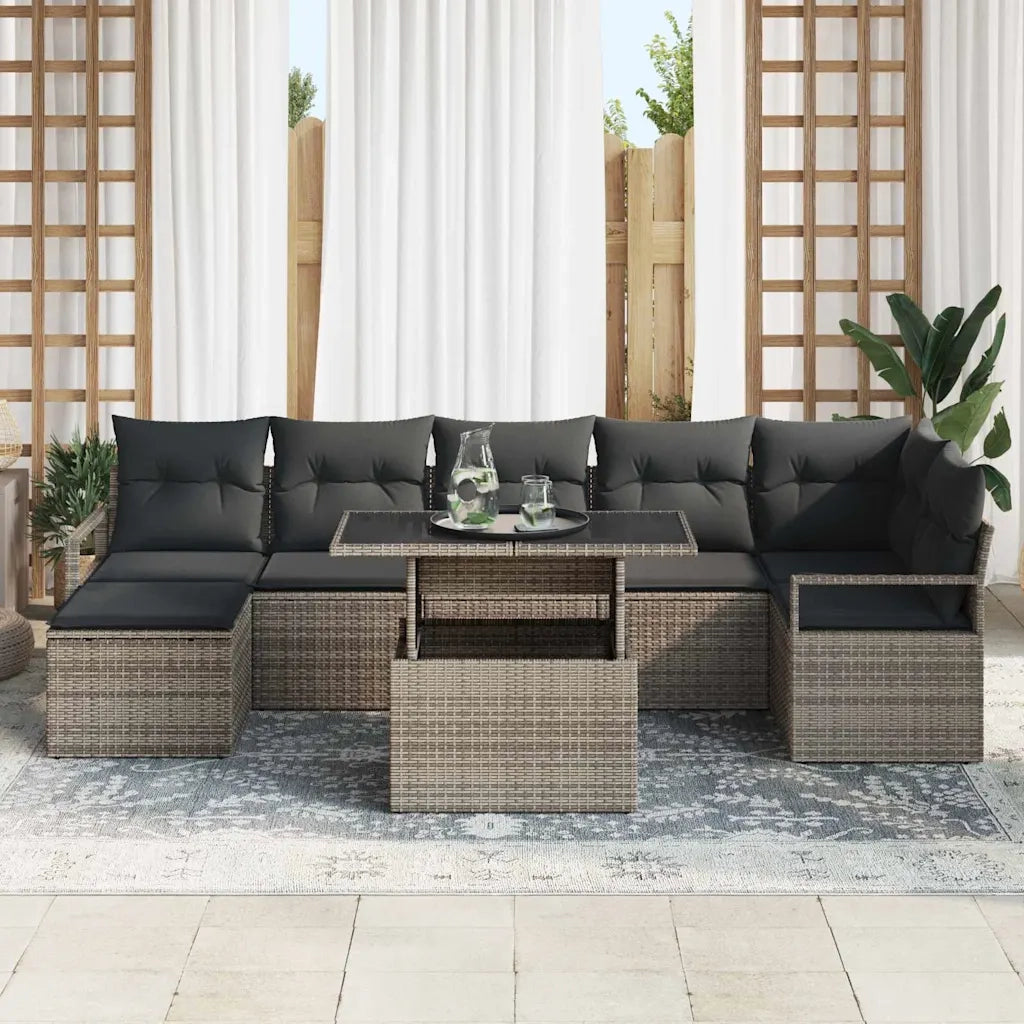 Set Divano da Giardino 8 pcs Grigio Poly Rattan 3357602