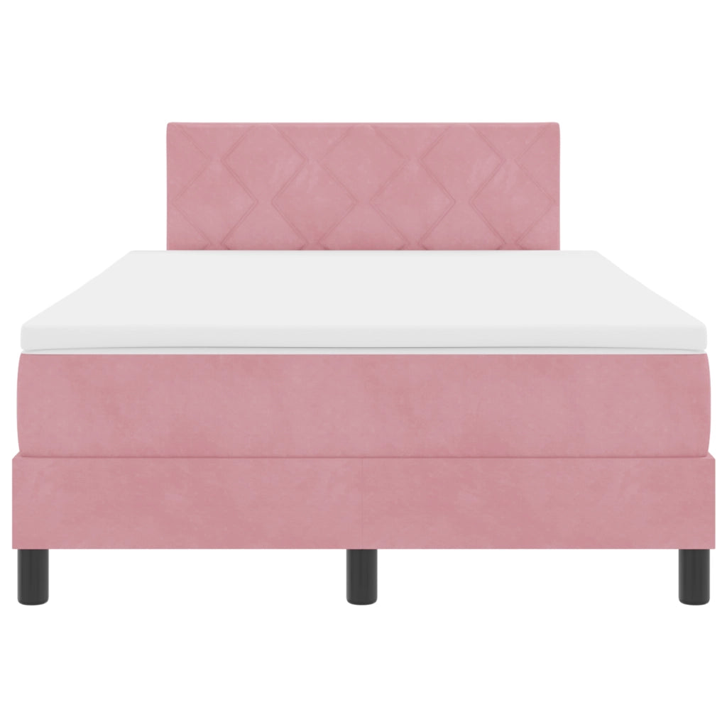 Letto Box Spring con Materasso Rosa 120x200 cm Velluto