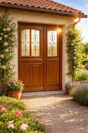 Porta d'ingresso in legno Tiercee Vauban H215 x L140 p.sinistra + maniglia e botte (rif. 010403RFP) Tabella dimensioni senza maniglia