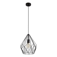 Lampadario A Sospensione Vintage Carlton Acciaio Nero 1 Luce E27