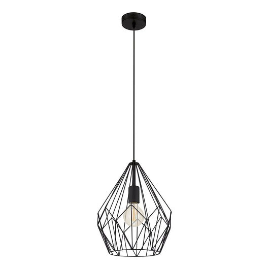 Lampadario A Sospensione Vintage Carlton Acciaio Nero 1 Luce E27