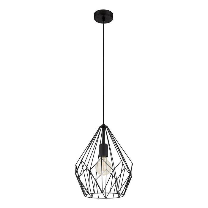 Lampadario A Sospensione Vintage Carlton Acciaio Nero 1 Luce E27