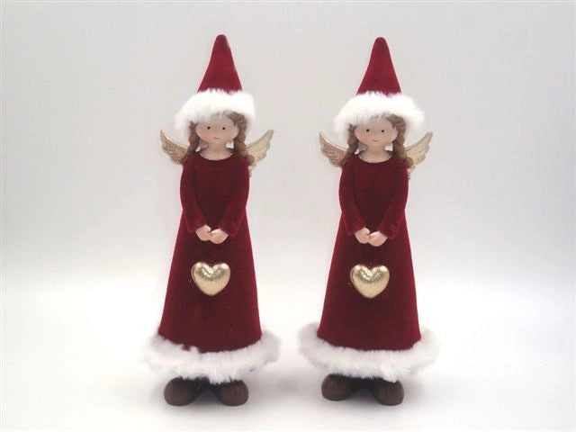 1 pz Decorazione Natale Casa Bimbo in velluto vestito rosso 20 cm