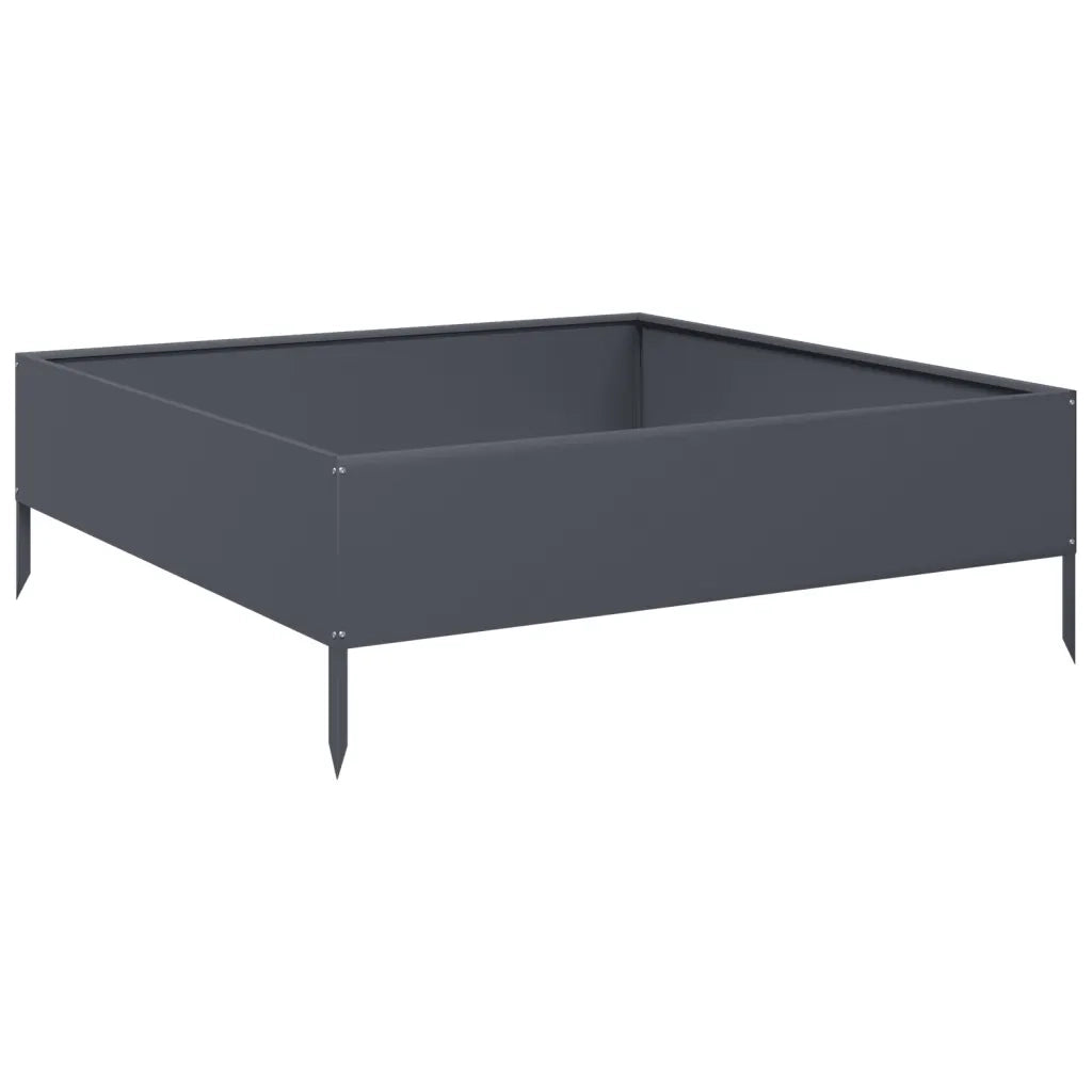 Fioriera Rialzata da Giardino Antracite 100x100x33,5cm Acciaio 851026