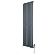 Radiatore Verticale Ovale 1600x480mm Grigio Antracite con Valvole TRV