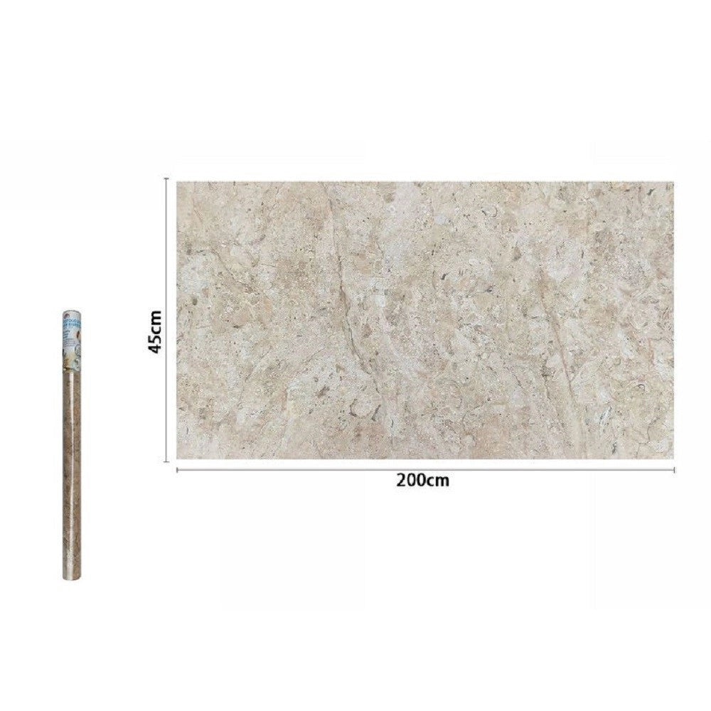 Trade Shop - Rotolo Pellicola Adesiva Gres Porcellanato Effetto Marmo Beige 45cm X 2mt 71259 -