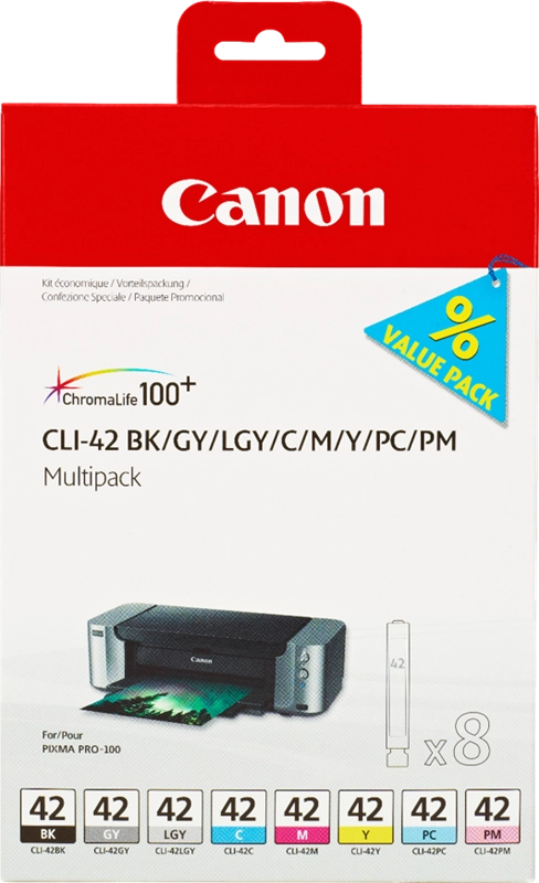 Canon 8 Cartucce d'inchiostro Multipack CLI-42 BK/GY/LGY/C/M/Y/PC/PM