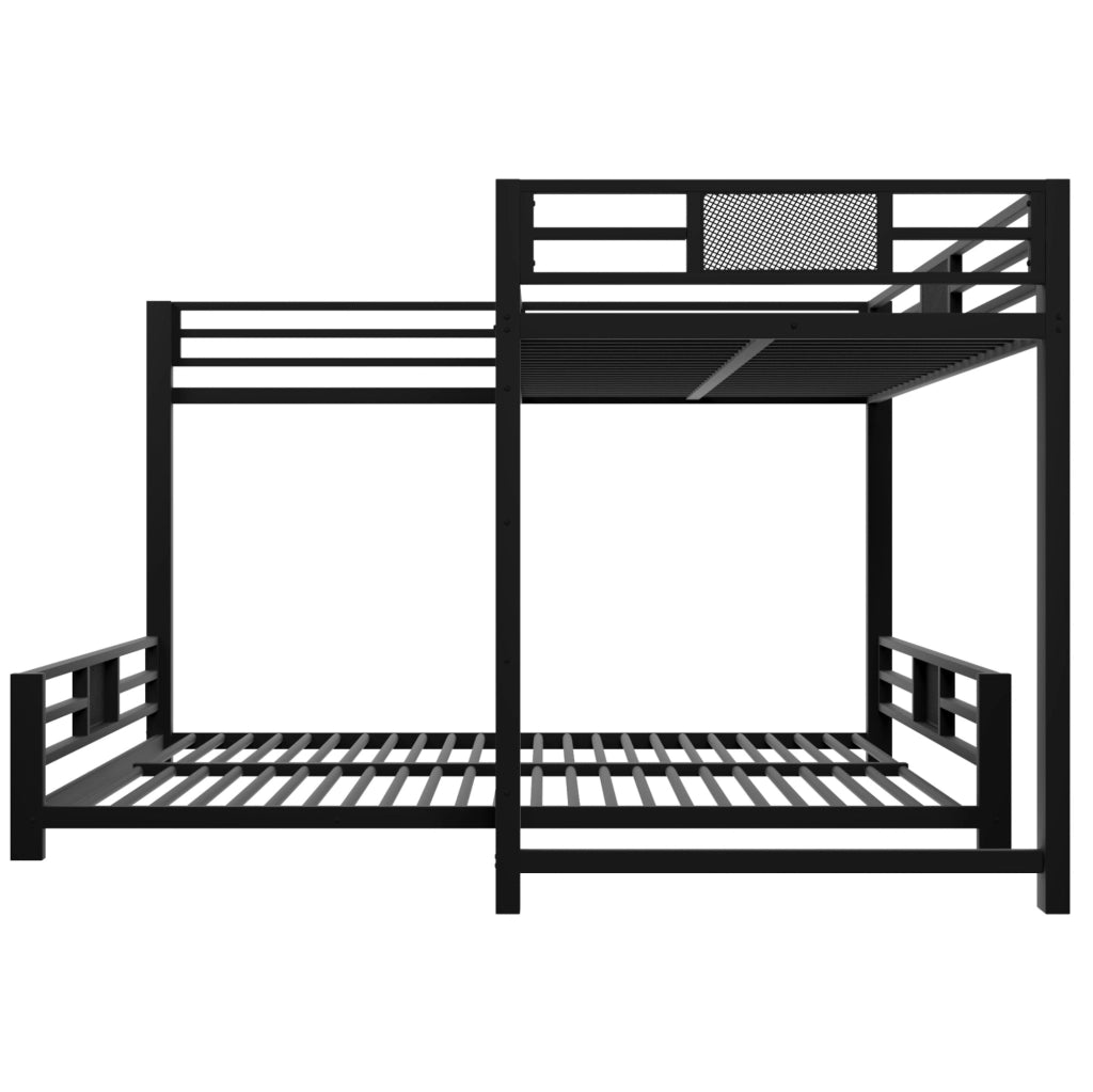 Letto a castello a L in metallo nero 90x200/140x200 con struttura robusta