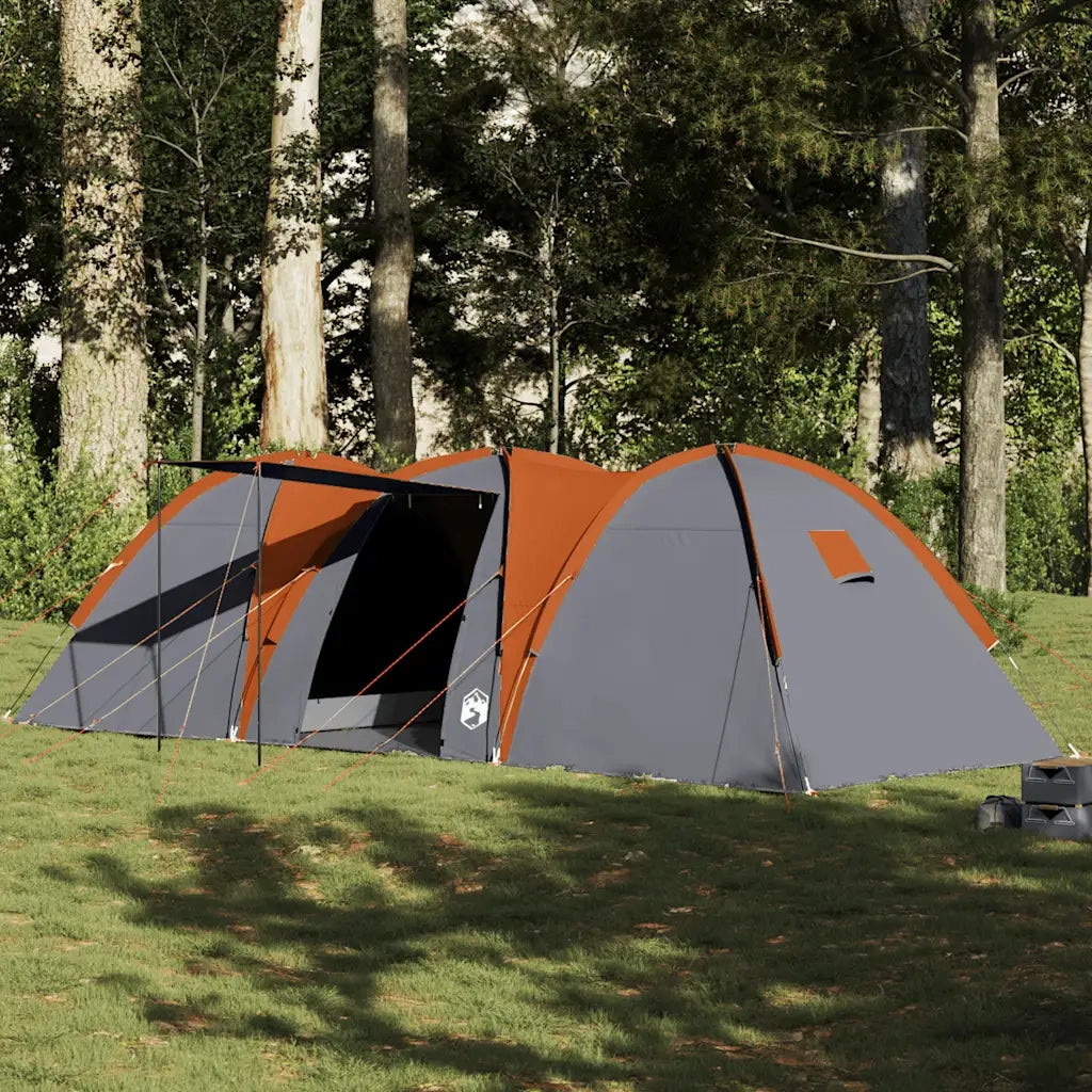 Tenda da Campeggio a Cupola 8 Persone-Tenda per Escursionismo Grigio e Arancione