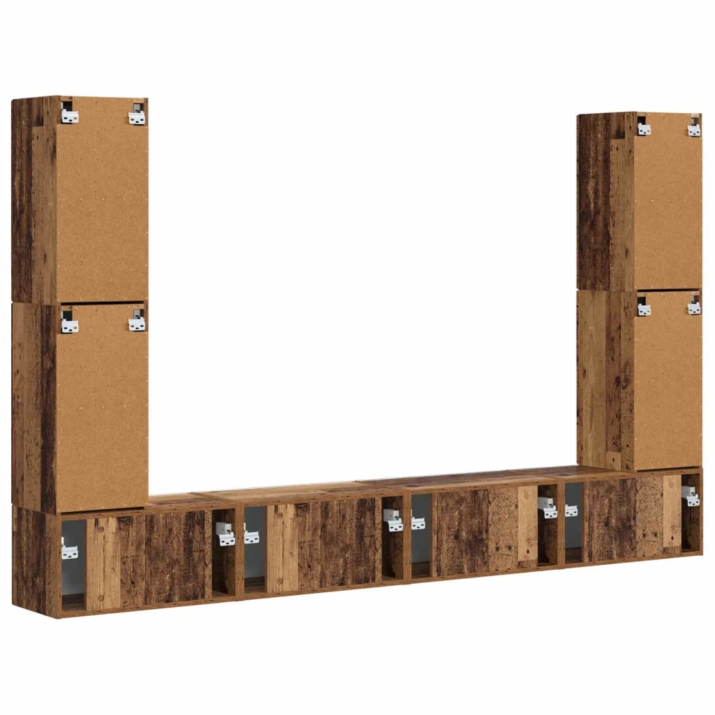 Set mobile TV 8 pz-Credenza per TV Legno vecchio Legno multistrato