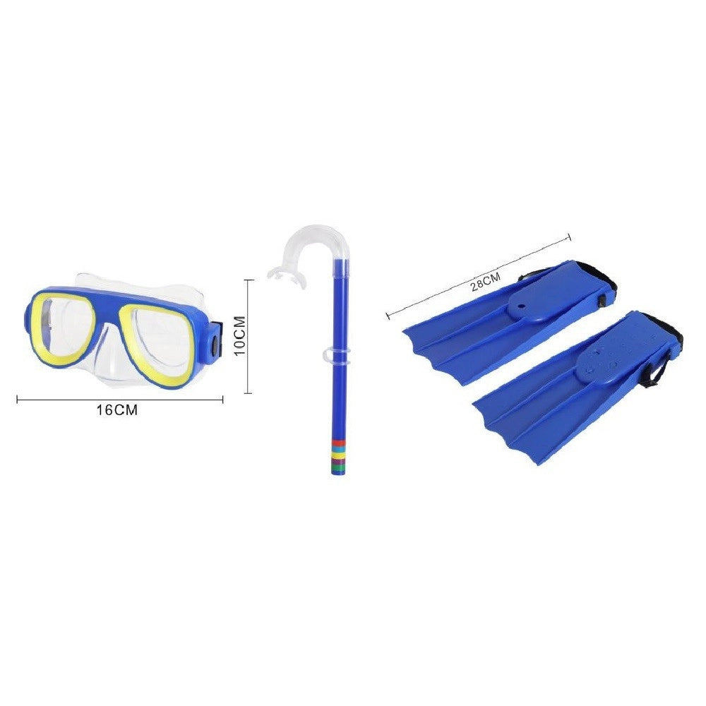 Trade Shop - Set Sub Maschera 16x10cm Boccaglio Pinne 28cm Colorato Nuoto Mare Estate 605417 -