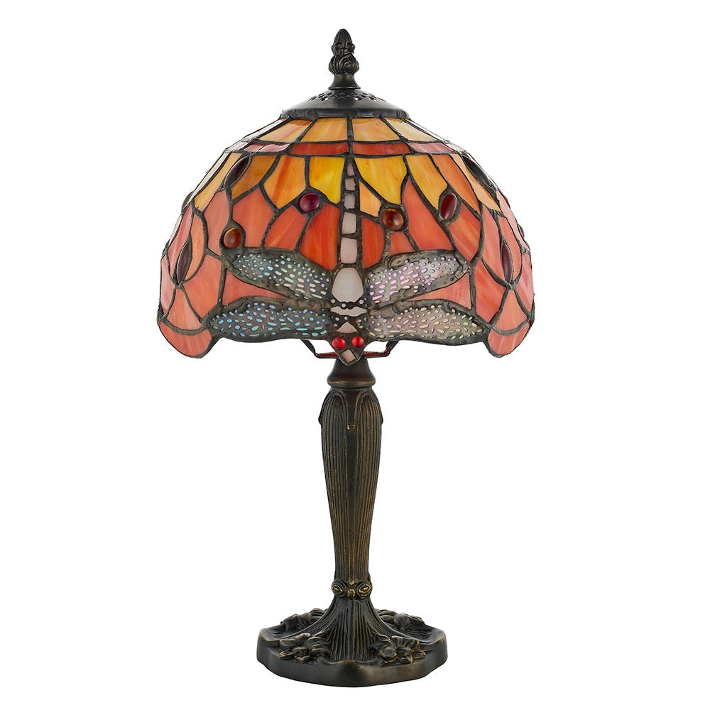 Lampada da tavolo Tiffany Dragonfly Flame rossa E14 40W