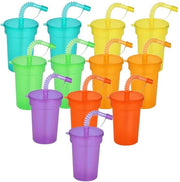 Tazza Reutilizzabile in Plastica - Neon Colori - Ideale per Iced Coffee e Smoothies - 380mL - Adatta per Casa e Viaggio