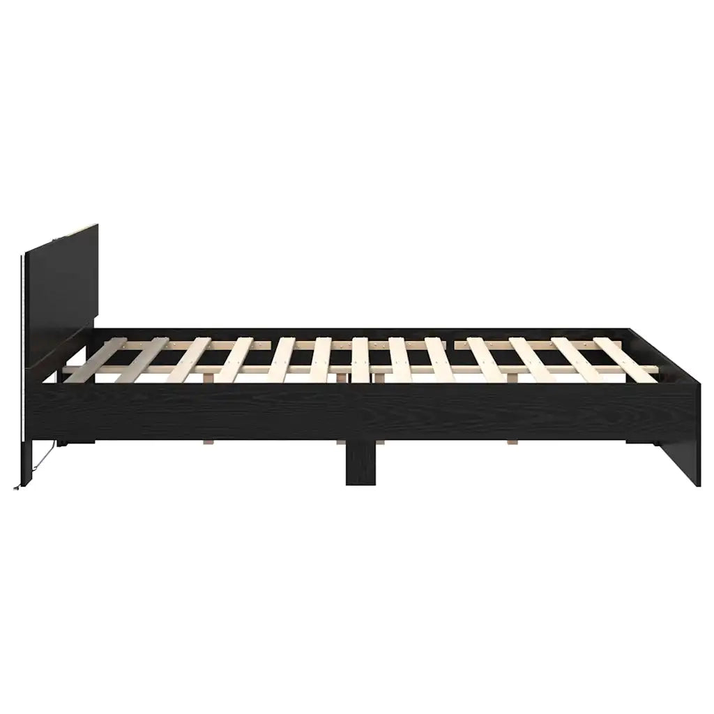 Struttura del letto Rovere Nero 120 x 190 cm Legno multistrato