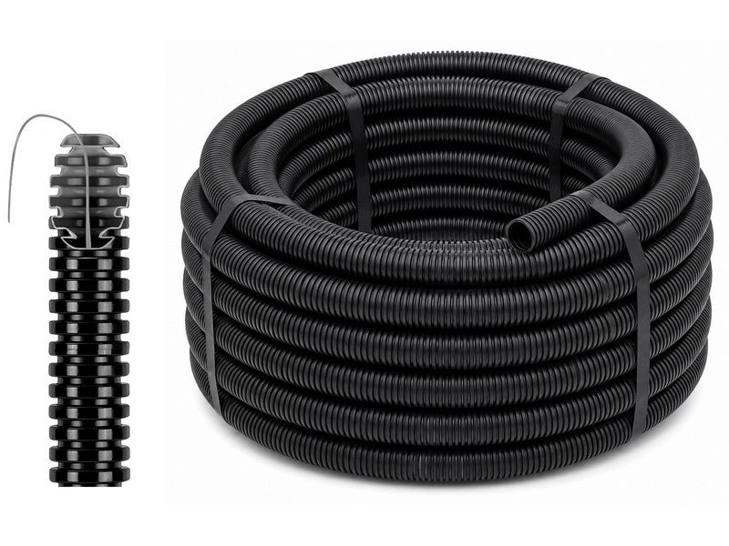 TUBO CORRUGATO NERO CON TIRAFILO Ø mm. 25   MT. 25