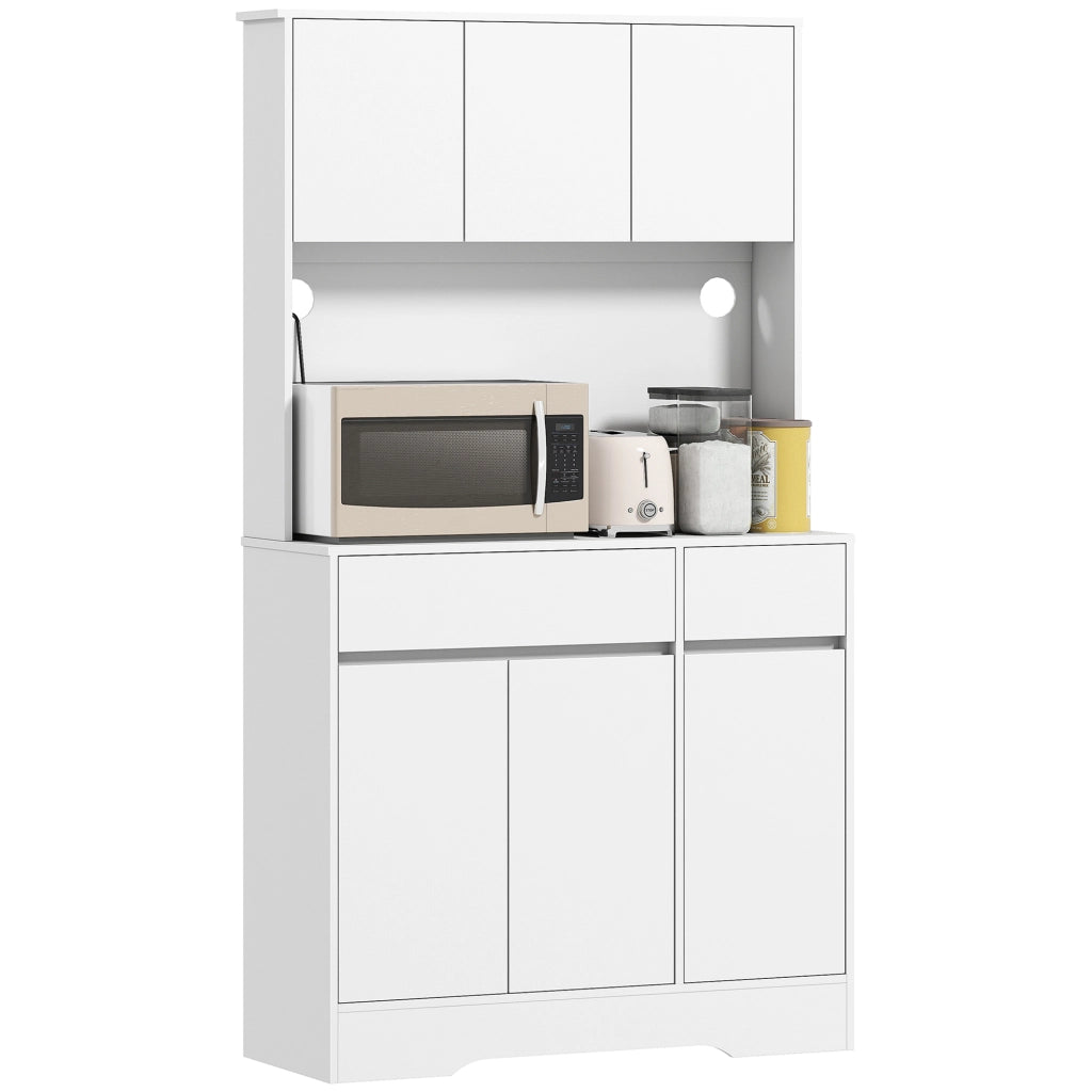 Mobile da cucina con piano di lavoro aperto ¨C Xylo ¨C 6 ante, 2 cassetti, ripiani regolabili, bianco
