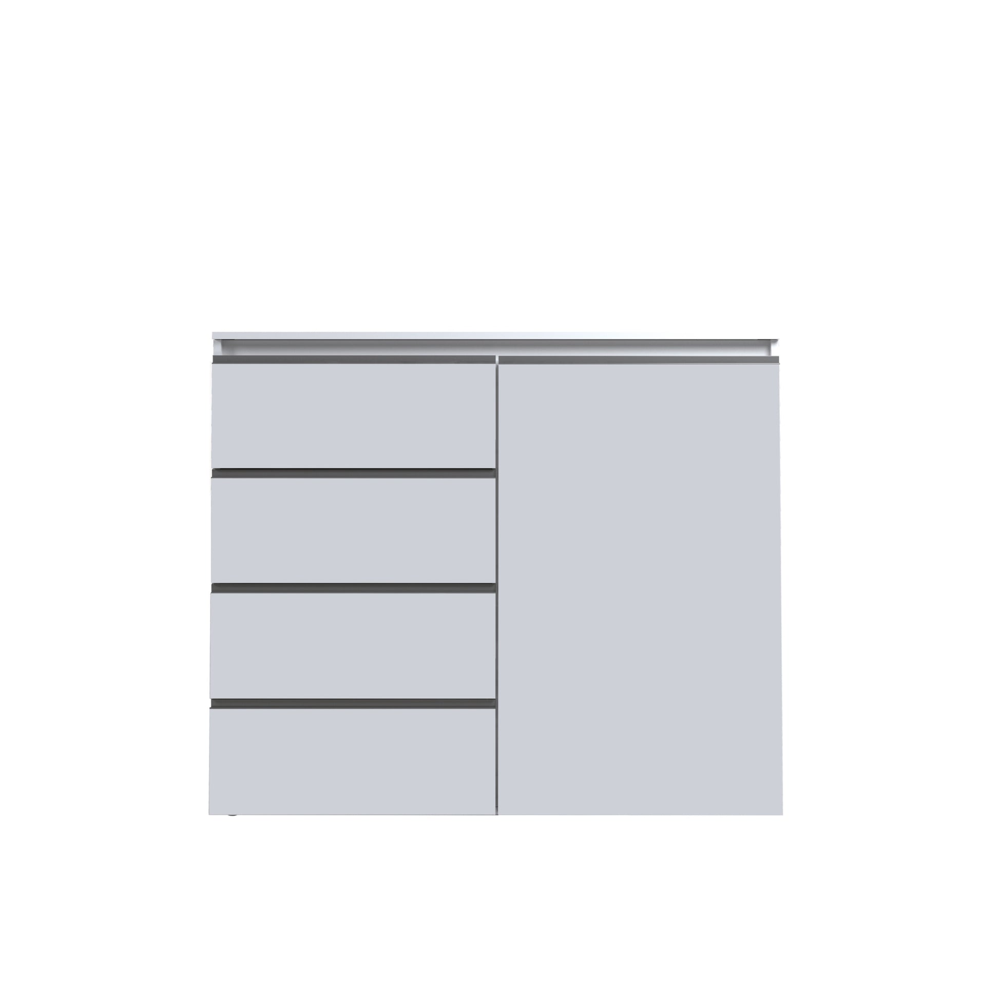 Credenza a cassettiera Magic 1 anta e 3 cassetti bianco lucido 120x40x105 cm